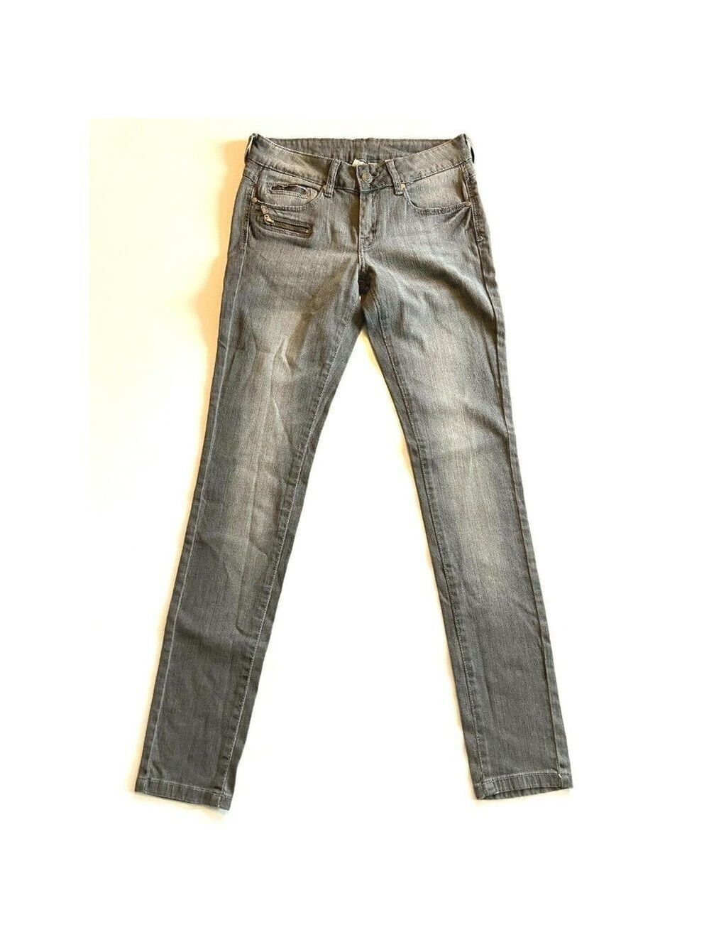 Mango Ladies Skinny Gray Stretchy Jeans with Zip Pocket Detail Size 6
